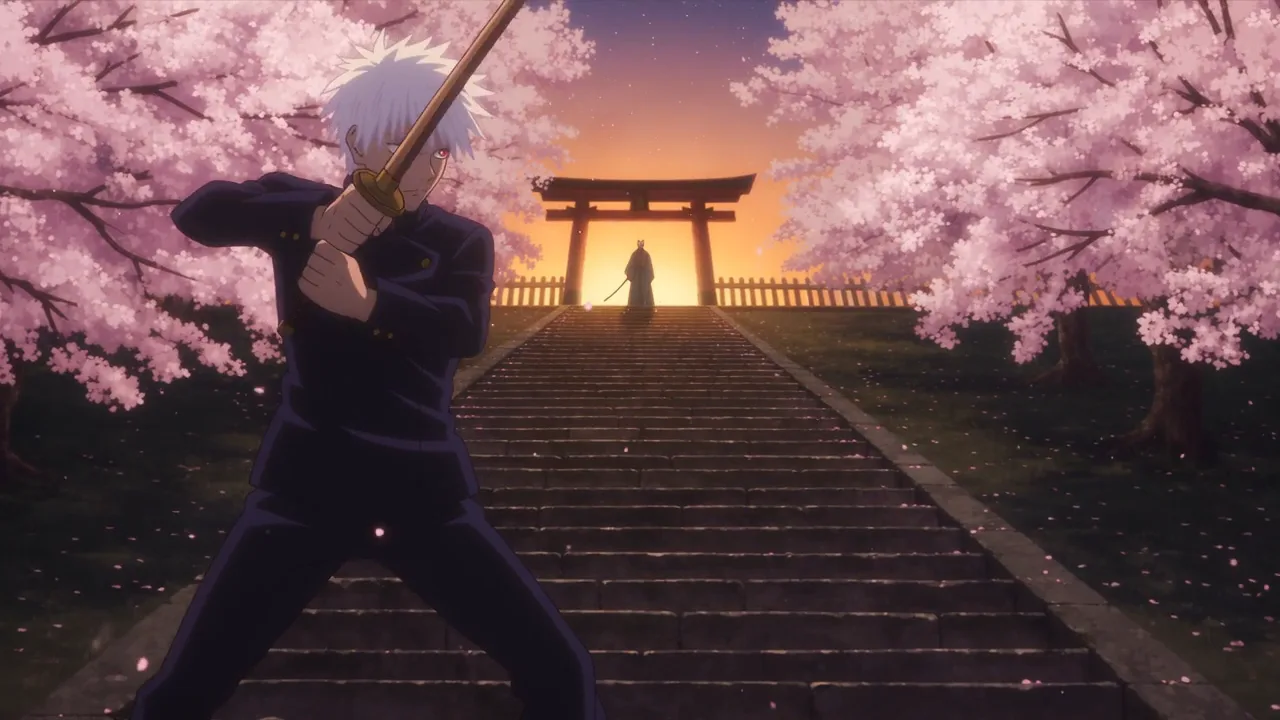 Shrine Blossom Duel — Seedance 2.5 sample