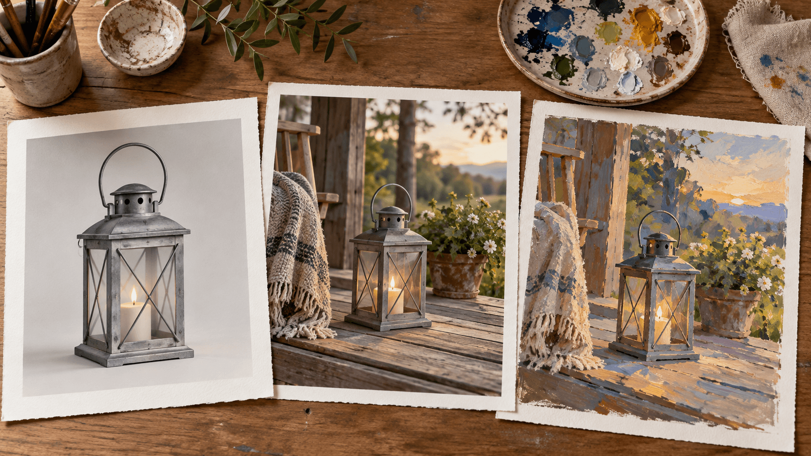 Comparing placement, atmosphere and illustration directions for an image blend