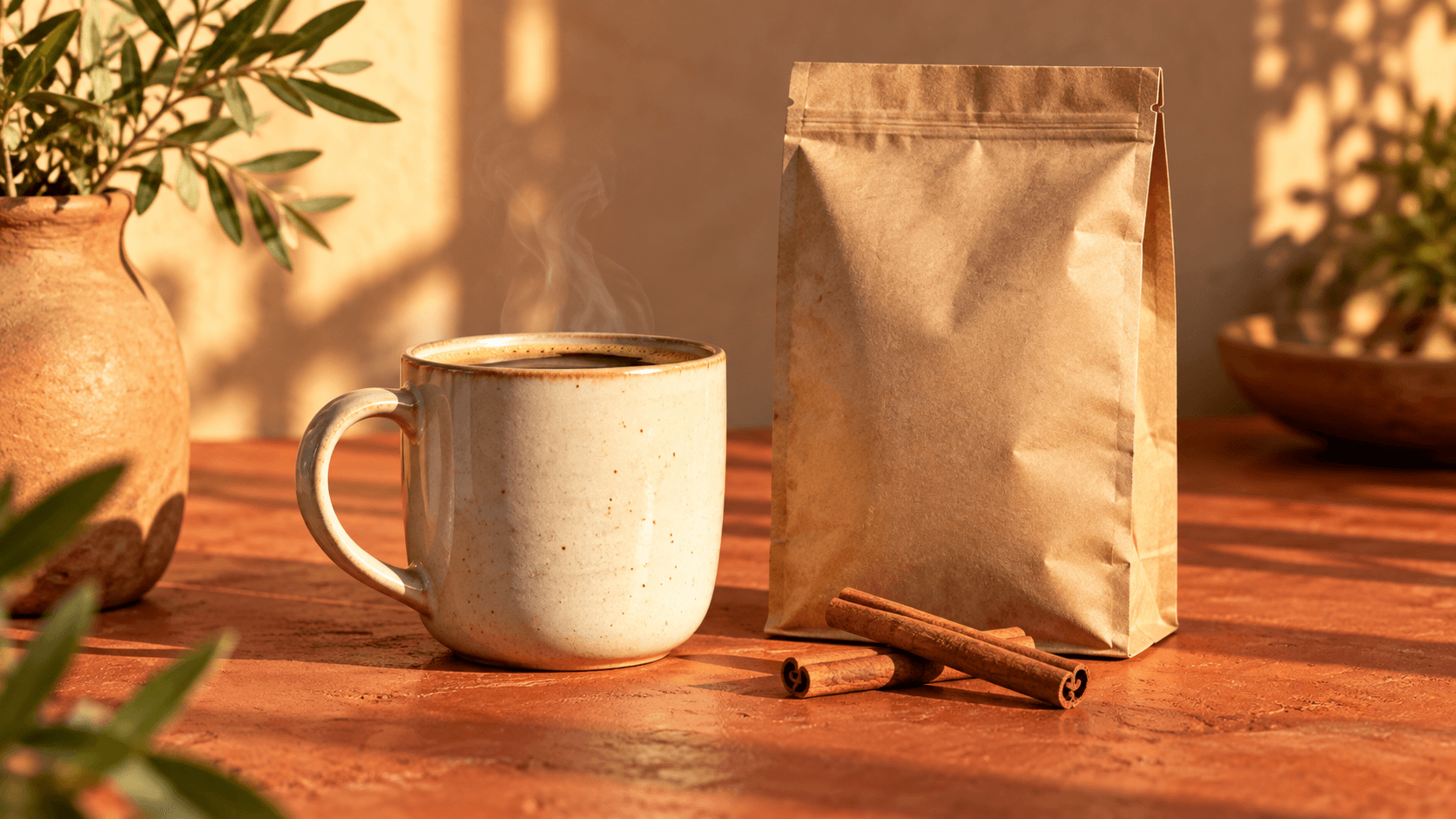 Campaign mood concept with warm coffee still-life lighting