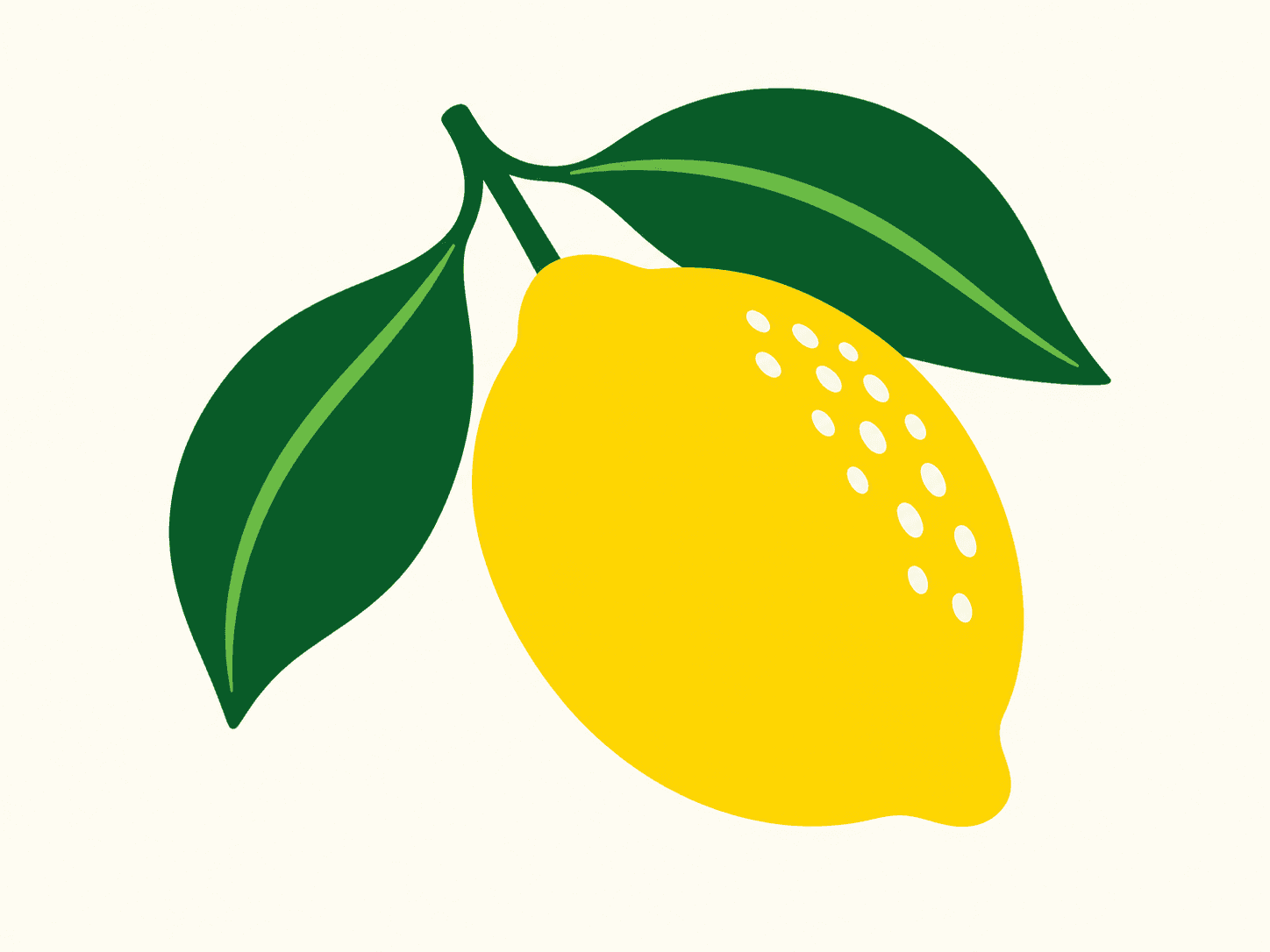 Lemon and leaves in a flat geometric style