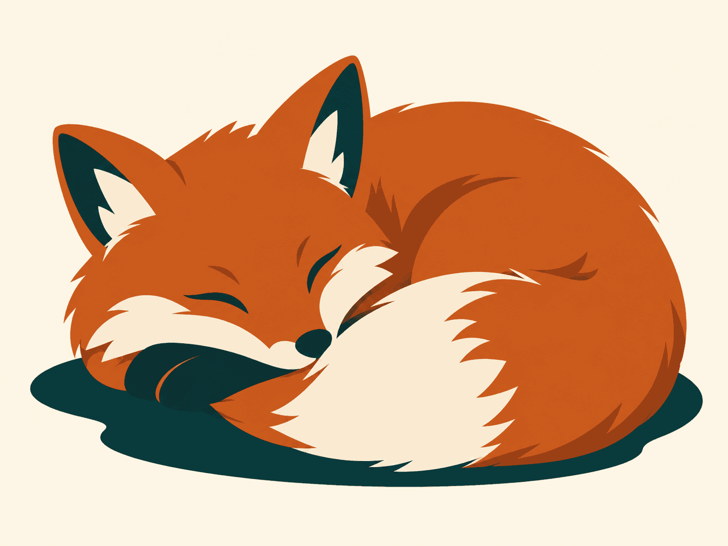 Sleeping fox in a limited color palette