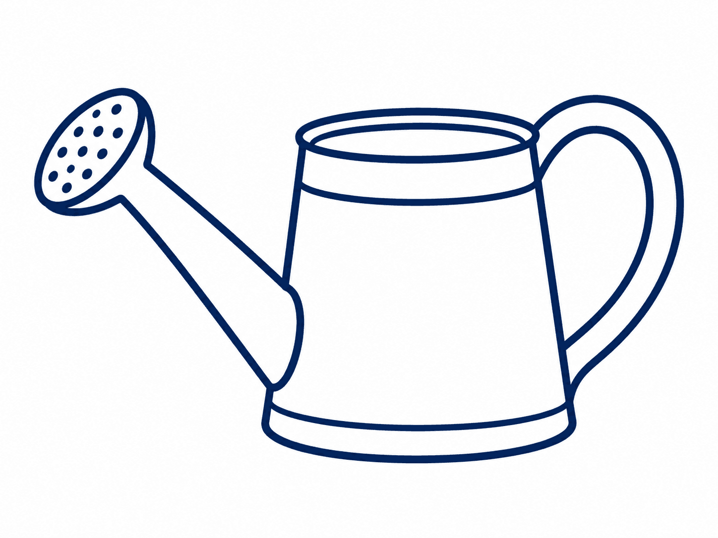 Watering can in clean navy outline style