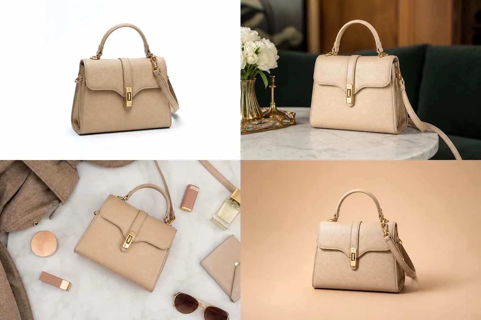 Illustrative sample: one product reference still fanned out across white-seamless, lifestyle, flat-lay, and brand-color hero image nodes on the Astorie canvas