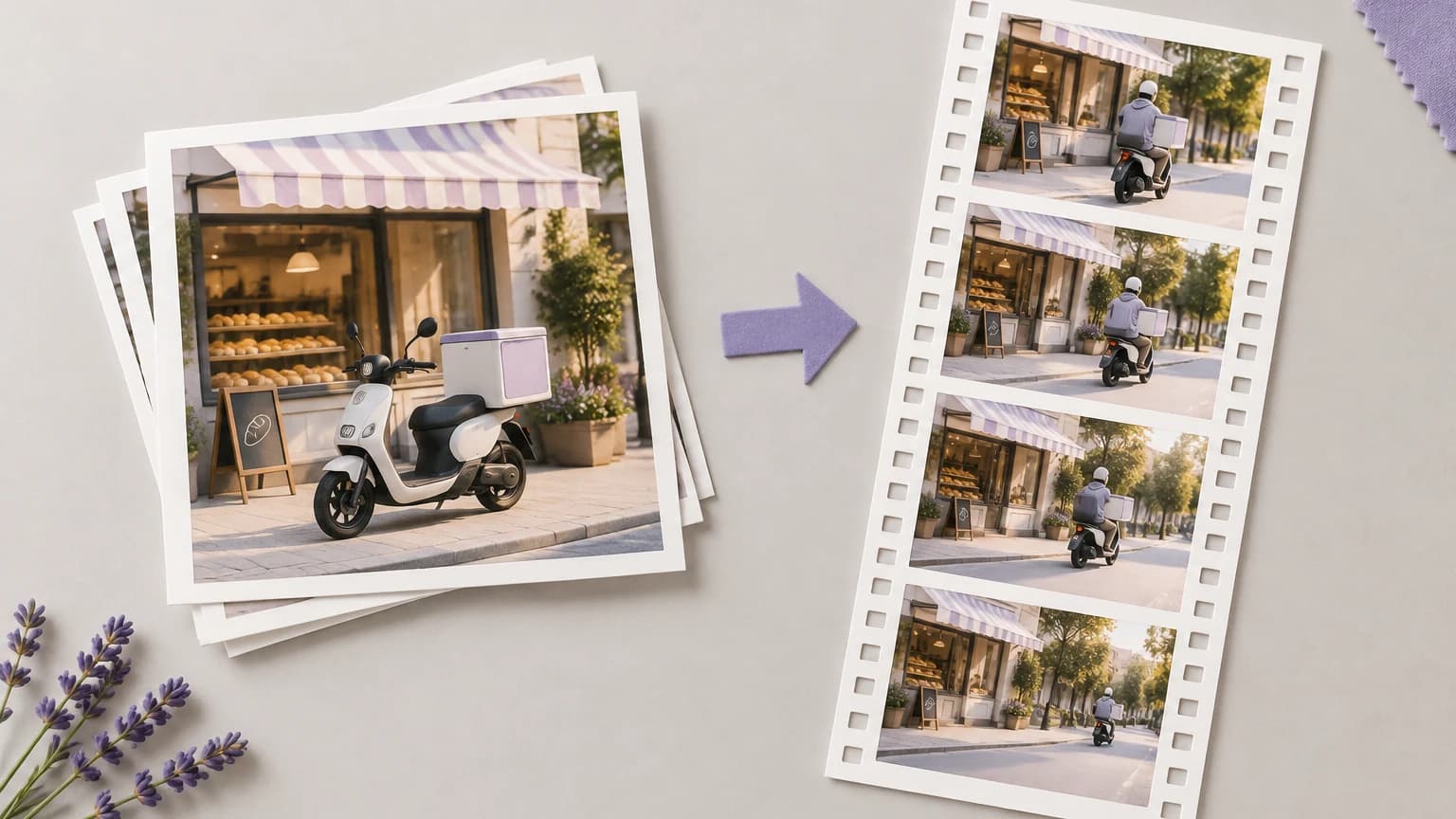 Pitch stills of a scooter turned into a short motion clip