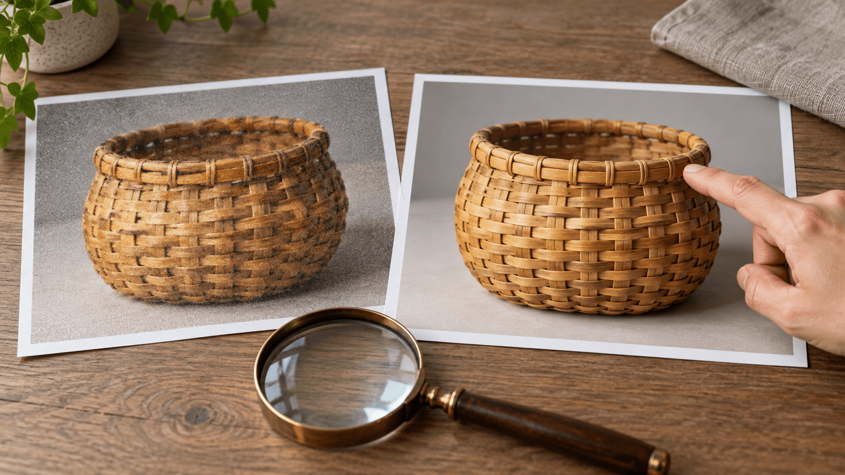 Reviewing basket texture and changed details across two concept prints