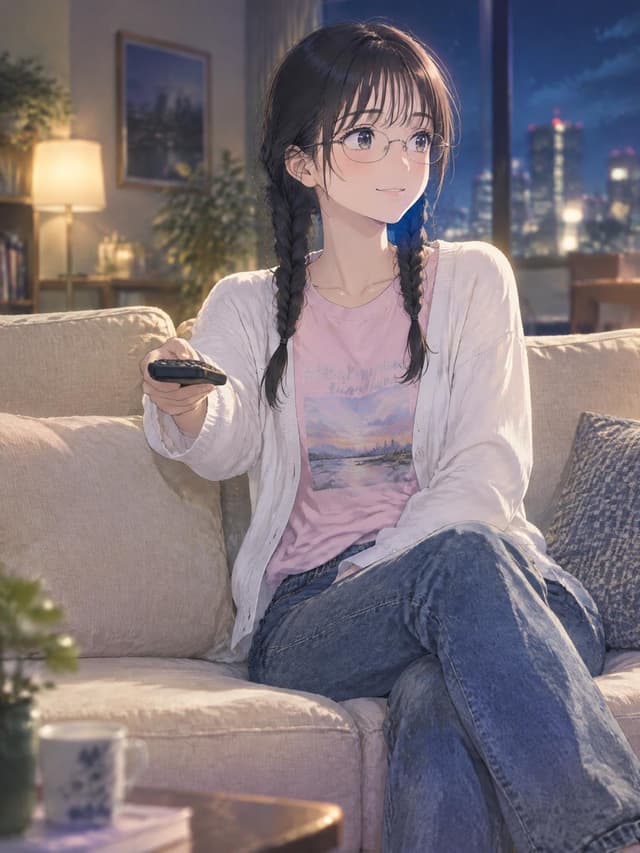 Anime Girl Watching TV — output 1