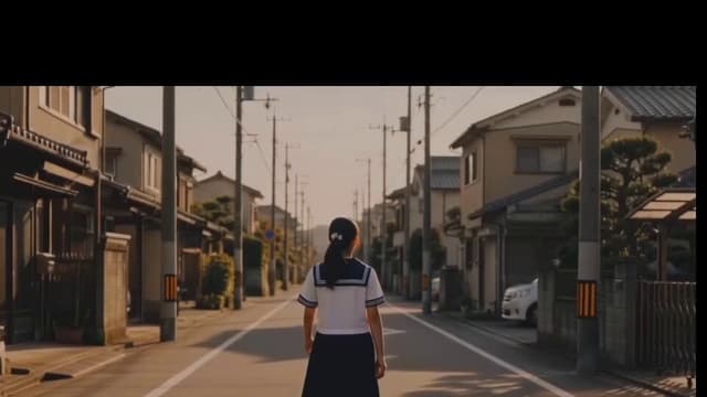 Japanese Schoolgirl Sunset Walk — video poster