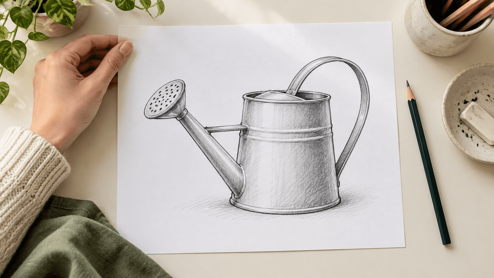 Choosing a readable watering-can sketch as a reference