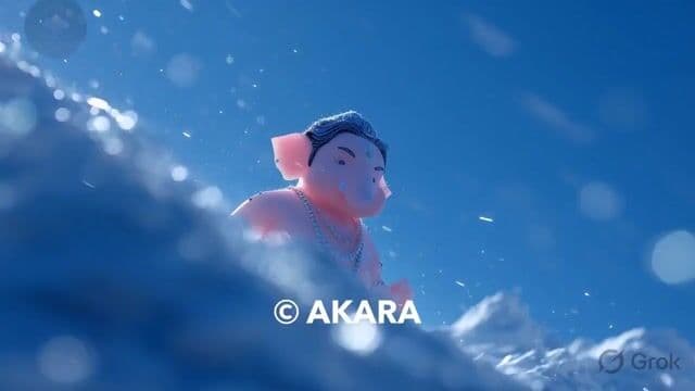 Lord Ganesha Sliding Down Snowy Slope — cover