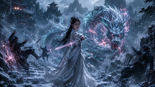 Comic / Storyboard - Chinese Warrior and Dragon Snow Scene — output