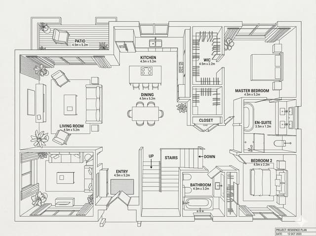 Infographic / Edu Visual - Modern Home Interior Architectural Blueprint Prompt — output