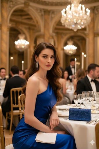 Photorealistic Gala Portrait in Royal Blue — output