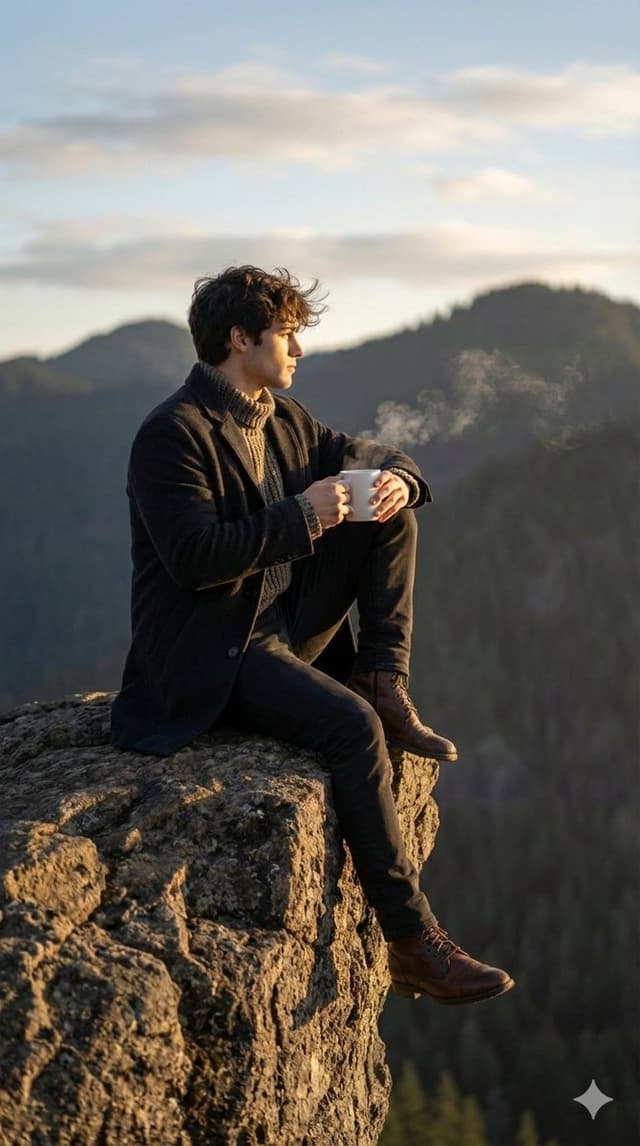 Cinematic Sunrise Portrait on a Cliff Edge — output