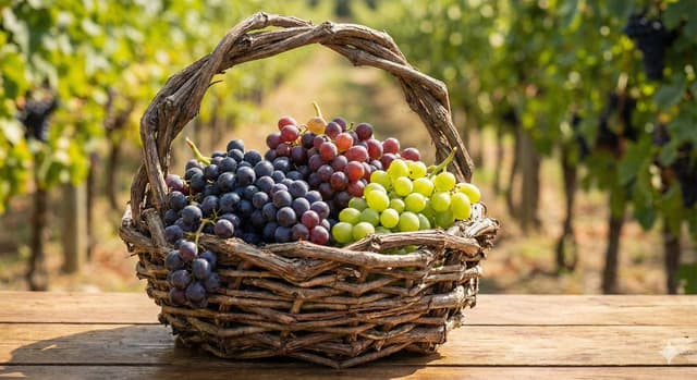 Simple grapes-in-a-basket image prompt — output