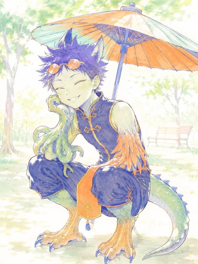 Profile / Avatar - Watercolor Fantasy Dragon-Bird Boy — output