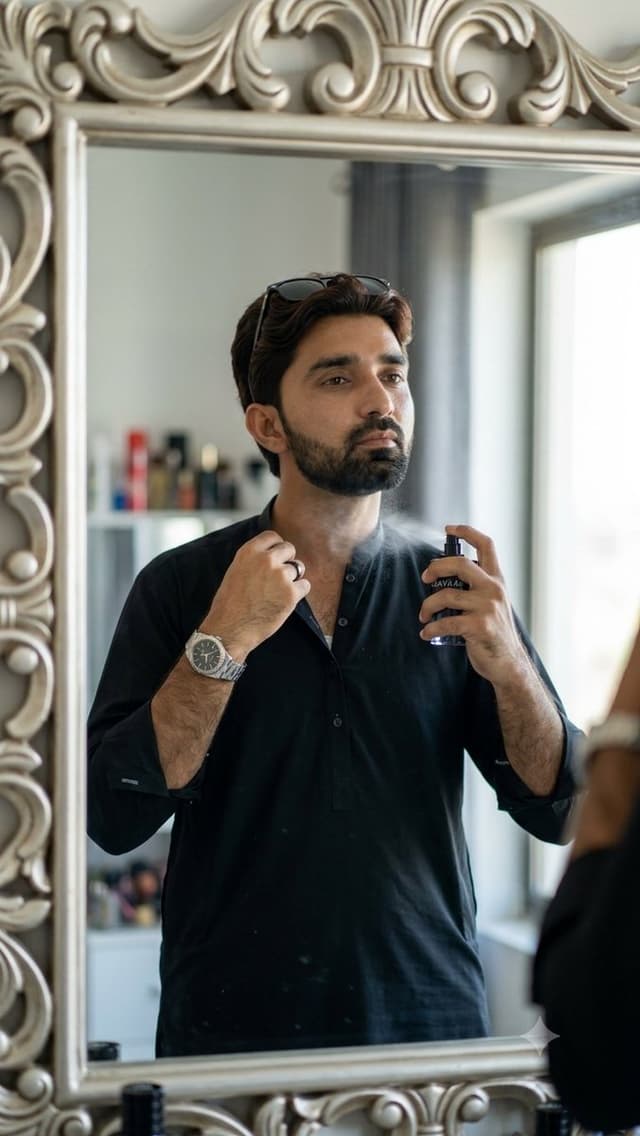 Social Media Post - Stylish Man Perfume Mirror Portrait — output