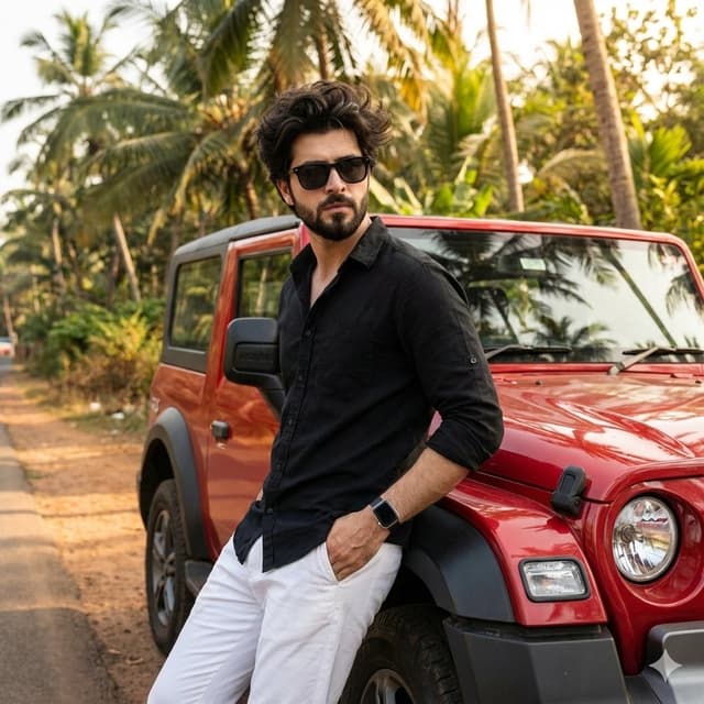 Cinematic Outdoor Lifestyle Portrait with SUV — output