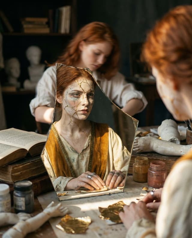 Social Media Post - Reflected Relic: Surreal Artisan Portrait — output