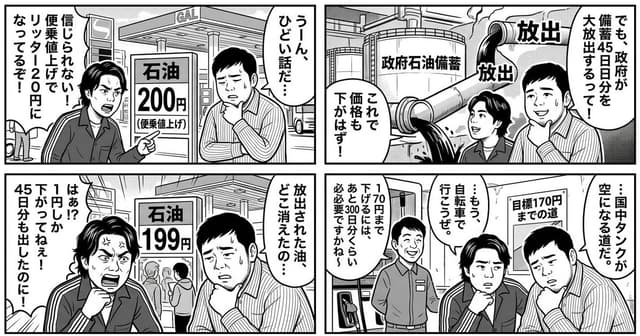 Comic / Storyboard - 4-Panel Manga: The Long Road to 170 Yen Gasoline Price — output