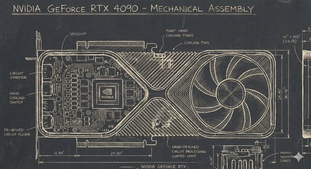 Sgraffito Mechanical Blueprint of NVIDIA 4090 GPU — output