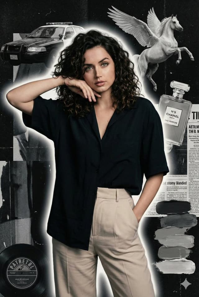 Product Marketing - Cinematic Grunge Collage Portrait of Ana de Armas — output