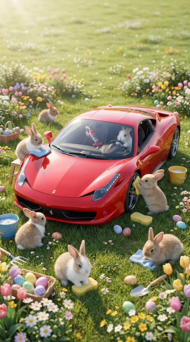 Product Marketing - Bunnies Detailing a Car — output