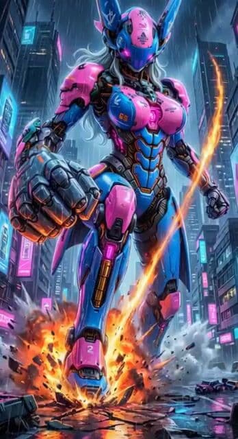 Cyberpunk Mecha Action Scene — cover