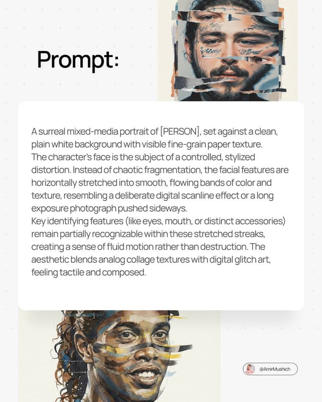 Surreal Mixed-Media Glitch Portrait Prompt — output