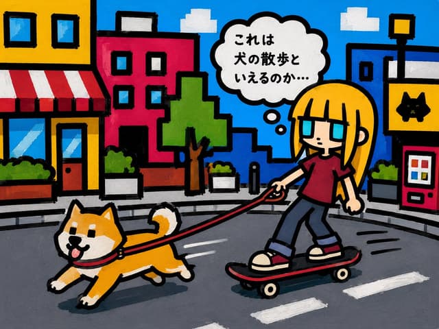 Comic / Storyboard - Cartoon Girl Skateboarding With Dog — output