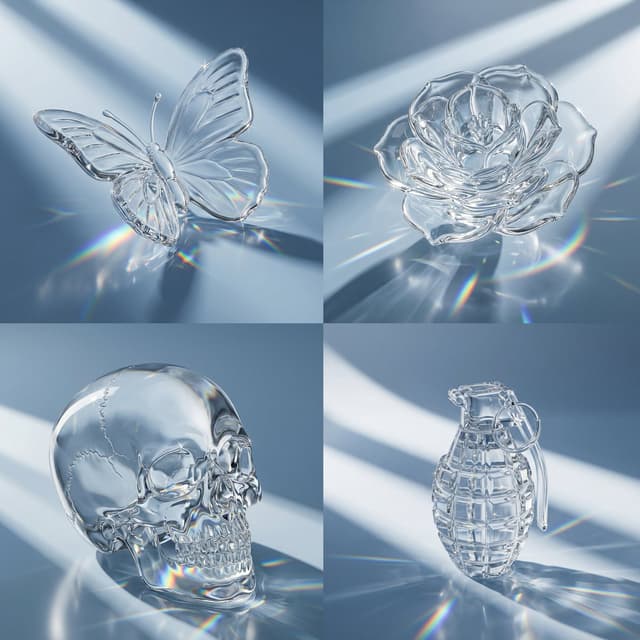E-commerce Main Image - Macro Hero Shot of Optical Cast Glass Object with Caustics — output