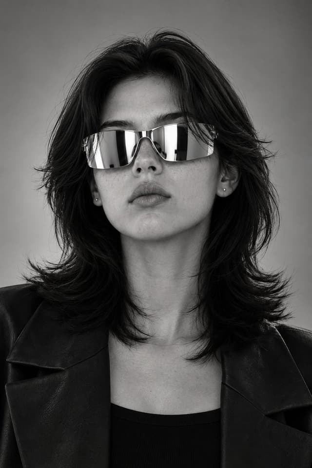 Profile / Avatar - Futuristic Mirrored Sunglasses Monochrome Portrait — output