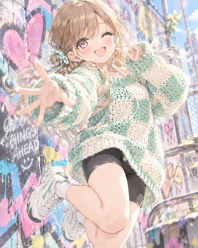 Product Marketing - Mint Green Crochet Sweater Outfit Prompt — output