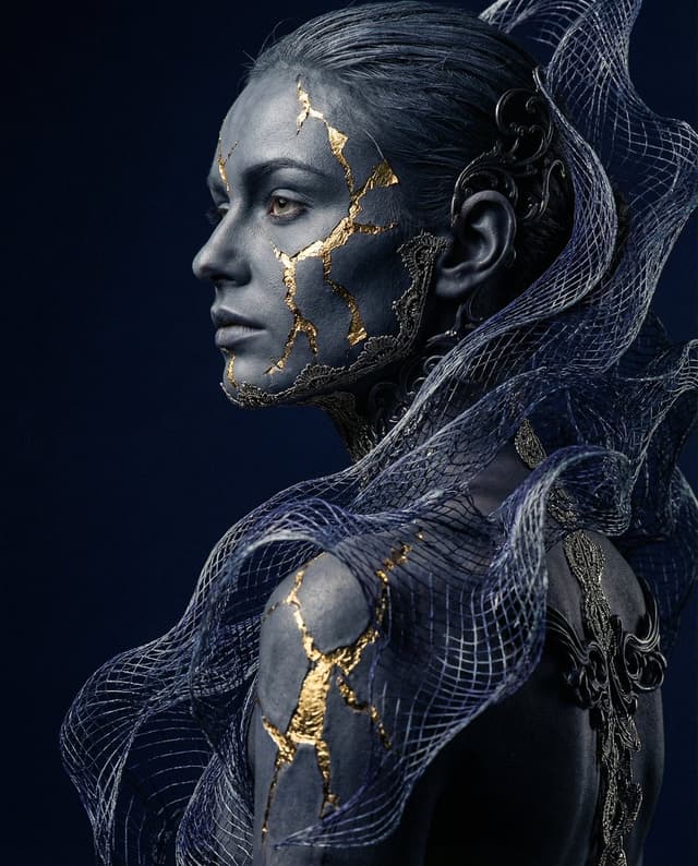Avant-garde Conceptual Photography: Bio-Digital Kintsugi Portrait — output