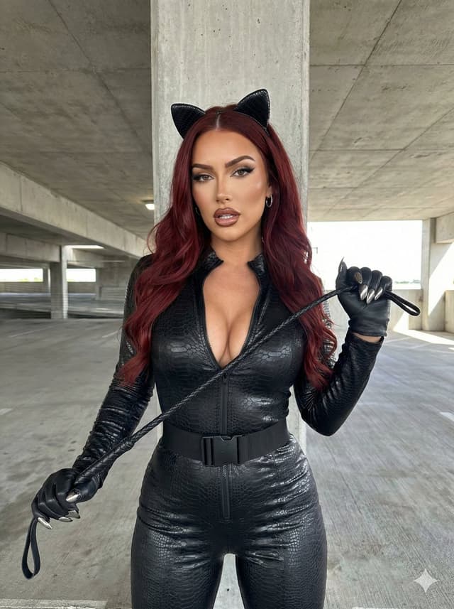 Product Marketing - Bad Girl Latex Jumpsuit in Parking Garage — output