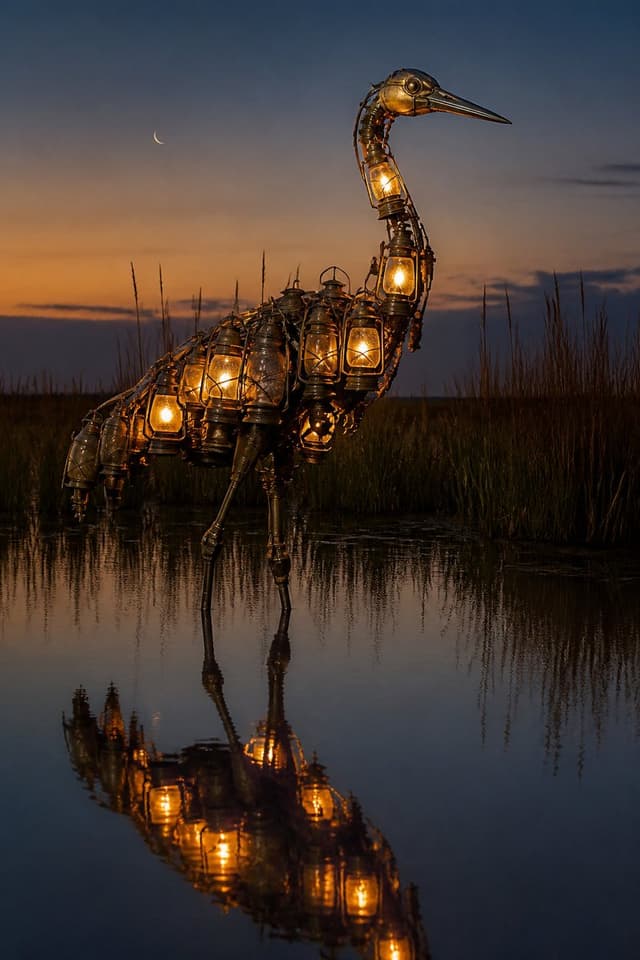 Social Media Post - Photorealistic Lantern Crane at Dusk — output