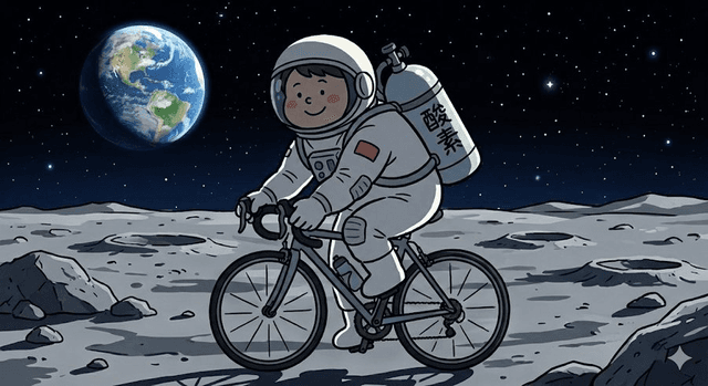 Social Media Post - Complex Illustration Prompt: Cycling on the Moon — output
