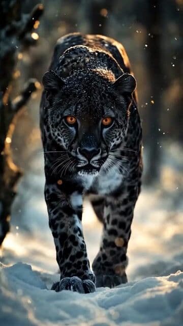 Black Jaguar in Snow Video Prompt — cover