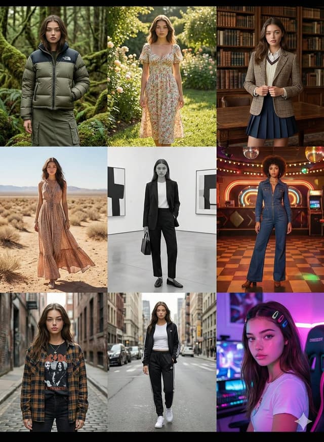 9-Scene Fashion Collage Grid Prompt for Nano Banana Pro — output