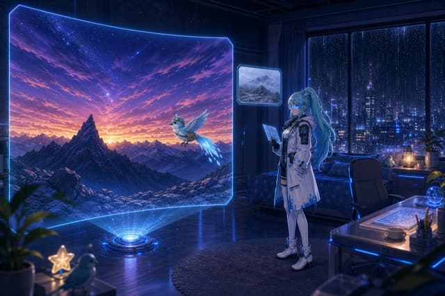 Comic / Storyboard - Holographic Mountain Bedroom — output