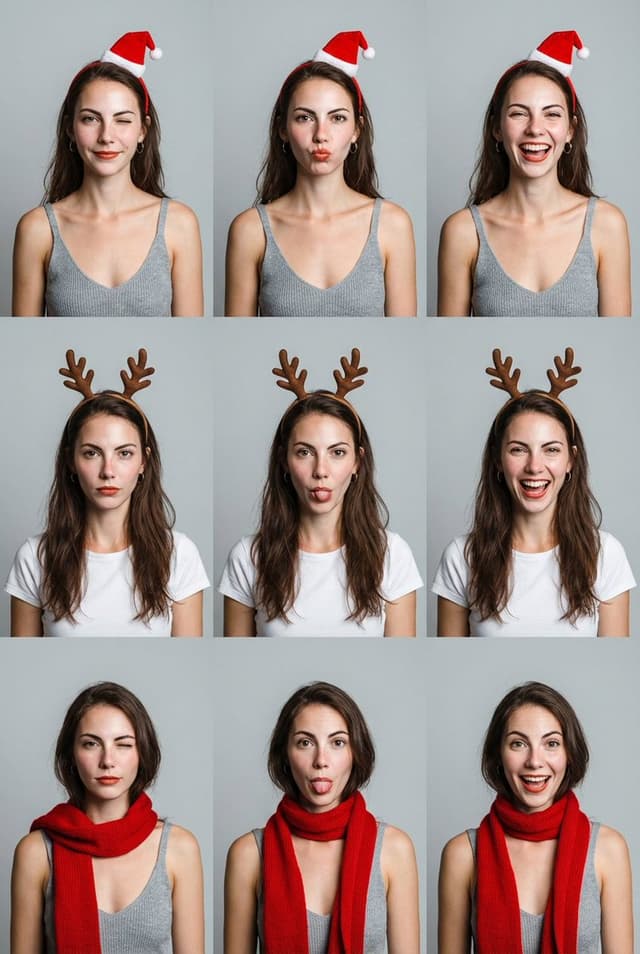 Profile / Avatar - 9-Grid Minimalist Christmas Portrait Prompt — output