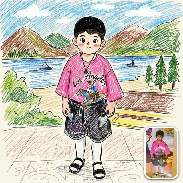 Comic / Storyboard - Photo to Crayon Drawing — output
