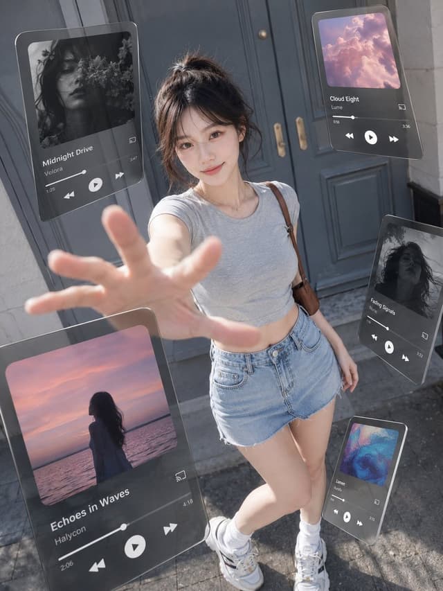 Product Marketing - Floating Music UI Street Portrait — output