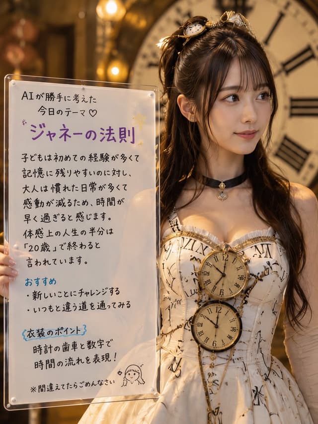 Infographic / Edu Visual - Steampunk Clock Girl with Japanese Sign — output