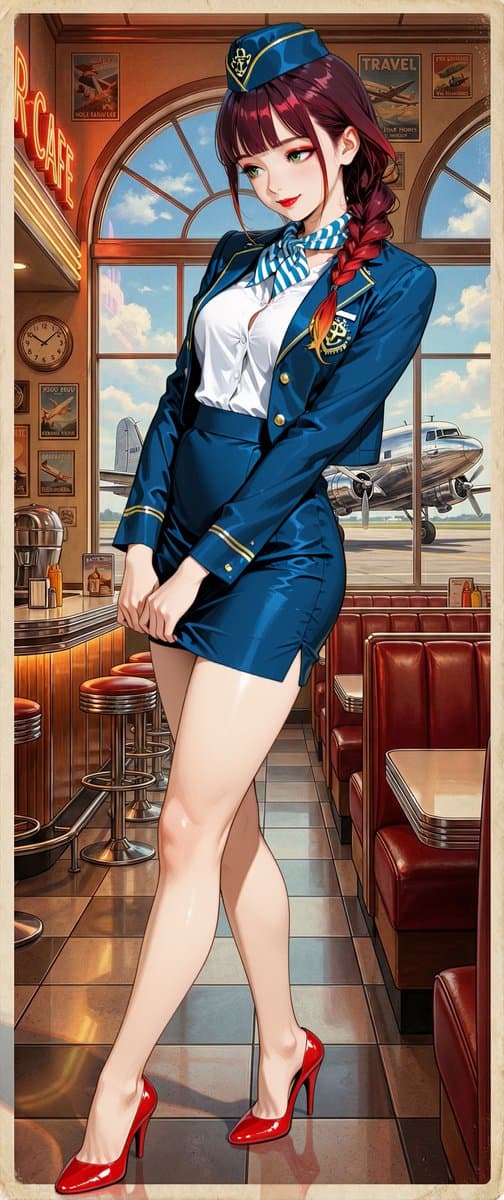 Retro American Pinup Background Prompt (Airport Cafe) — output