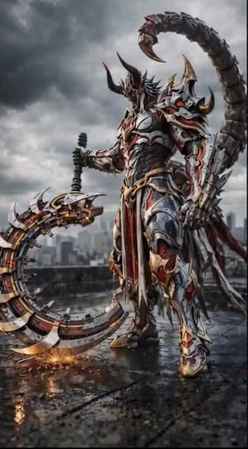 Grok Imagine Prompt: Cinematic 5-second 4K video of a demonic warrior swinging a scythe — cover
