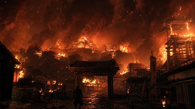 Comic / Storyboard - Burning Feudal Japanese Village — output