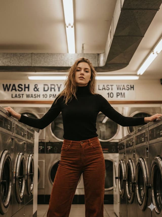 Product Marketing - Editorial Lifestyle Portrait in an Urban Laundromat — output