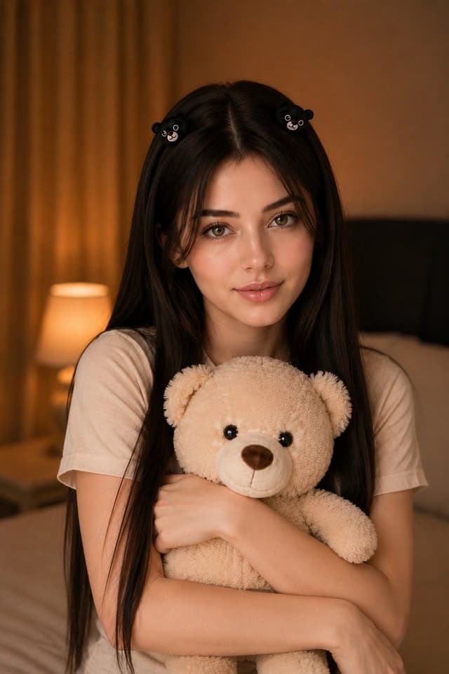 Profile / Avatar - Woman Holding Teddy Bear Portrait — output