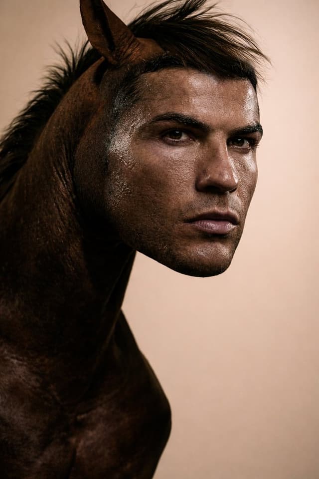 Game Asset - Hybrid Humanoid-Horse Portrait (Ronaldo/Messi inspired) — output