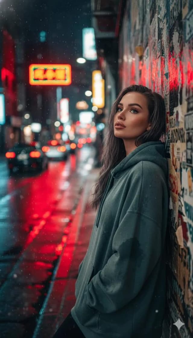 Cinematic Night Urban Portrait Prompt — output